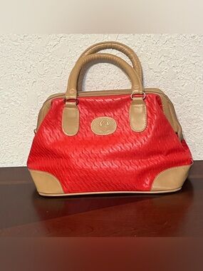 Red and Tan Women's Satchel Handbag - Classic Style